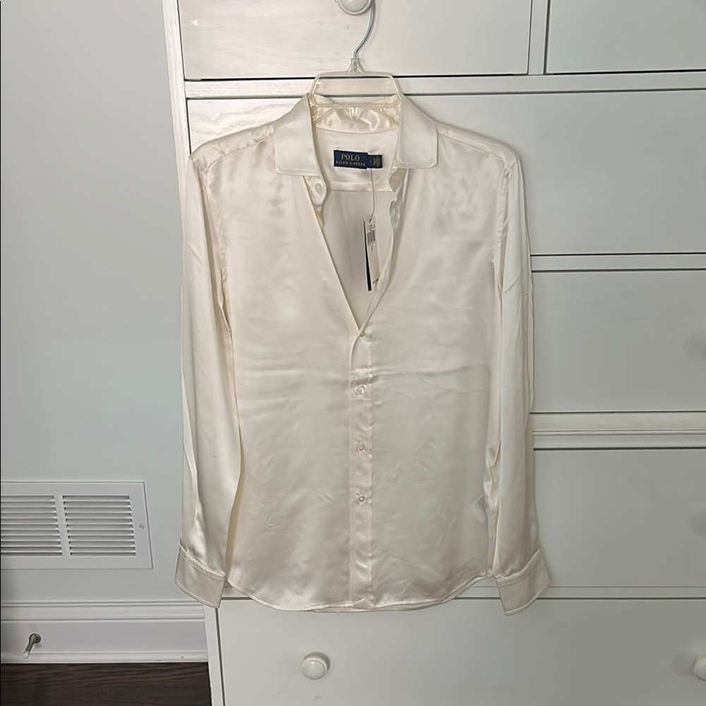 NWT Ralph Lauren Cream Silk Shirt